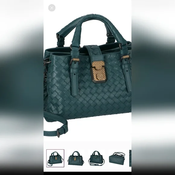 BOTTEGA VENETA Roma Intrecciato Nappa Bag Dark Teal EUC - Picture 16 of 16